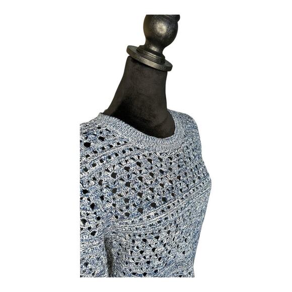 Croft & Barrow Fishnet Pullover Sweater – Navy and White (Size Small) - Picture 4 of 7